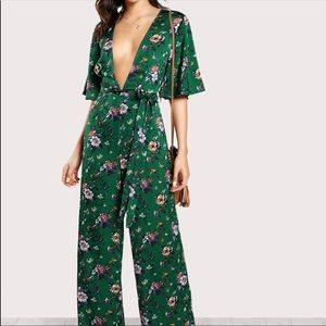 Green floral jumpsuit